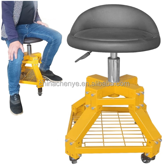 Rolling Garage Stool Shop Stool Mobile Rolling Gear Seat with 360-degree Swivel Wheels for Workshop