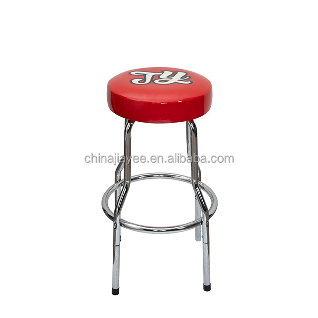 JIAYEE Swivel Bar Stool Padded  Seat with Chrome/power coating Plated Legs Commercial Leather Garage shop stool