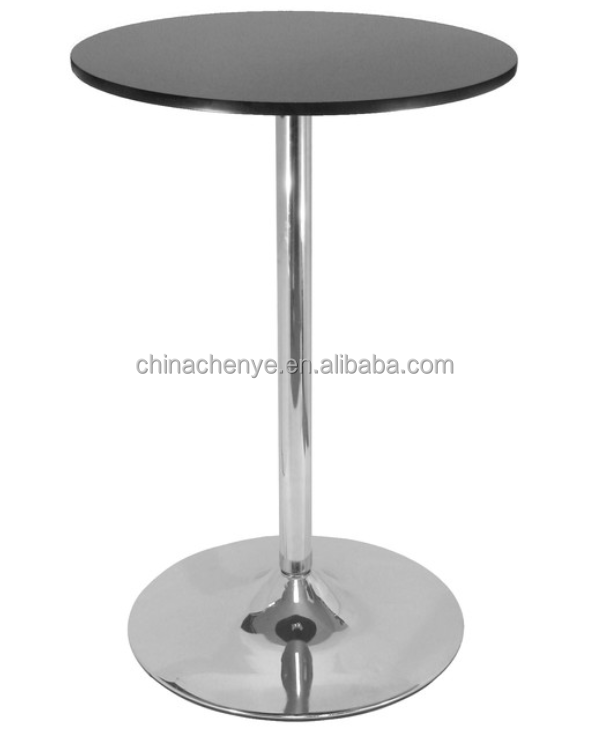 MDF Round Top Bar Table, Pub Table with Silver Leg and Base