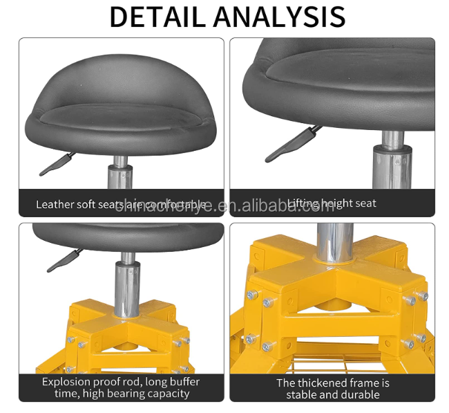 Rolling Garage Stool Shop Stool Mobile Rolling Gear Seat with 360-degree Swivel Wheels for Workshop