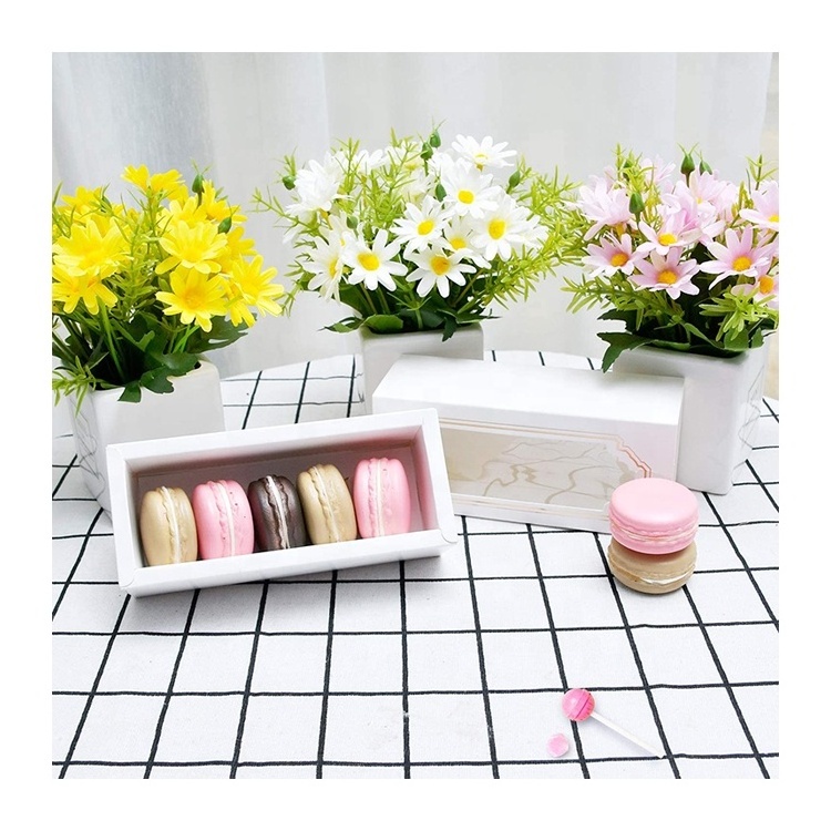 White kraft paper cardboard drawer macaron cake gift box pastry packaging for bakery use