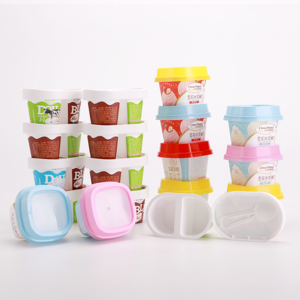 Pot De Yoghurt Empty With Lid Disposable PP Injection Plastic Cup Ice Cream Cups With Lids Yogurt Cup With Spoon