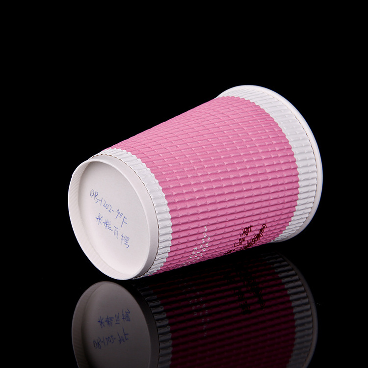 8oz 12oz 16oz Customized Design Paper Cups Disposable Printed Paper Single /double Wall Ripple Coffee Cups