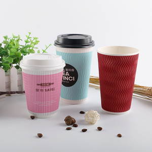 8oz 12oz 16oz Customized Design Paper Cups Disposable Printed Paper Single /double Wall Ripple Coffee Cups