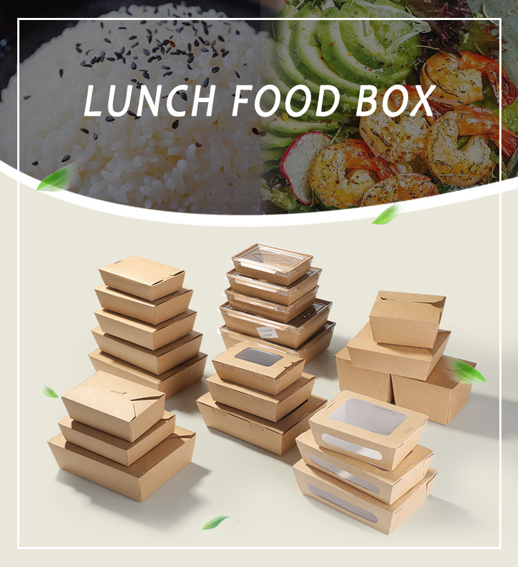 Paper Food Containers Disposable Boxes Food Packaging Containers Disposable Kraft Paper Food Box