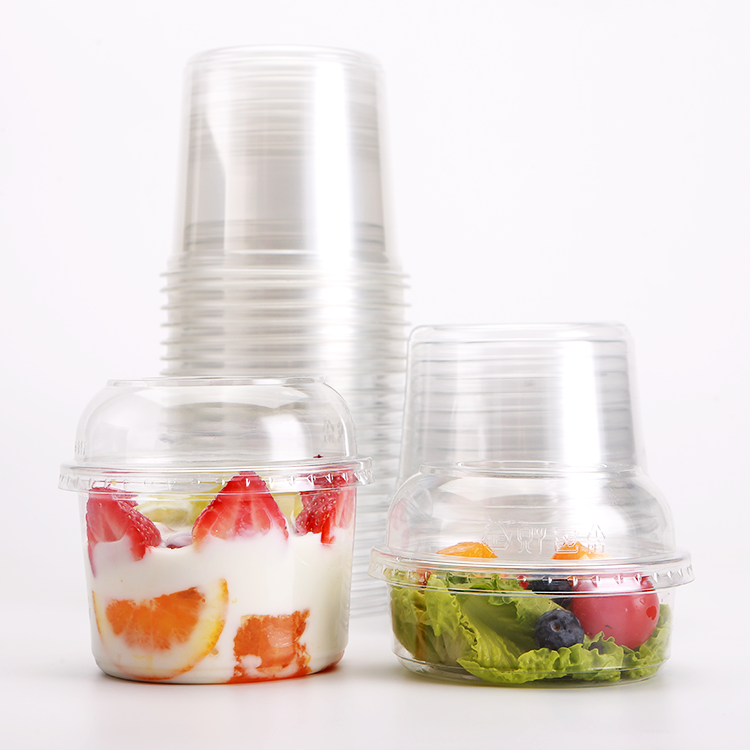 8 12 16 24 32oz Custom Logo Storage Clear Plastic Disposable Food Deli Container With Lids 24 oz Plastic Salad Bowl