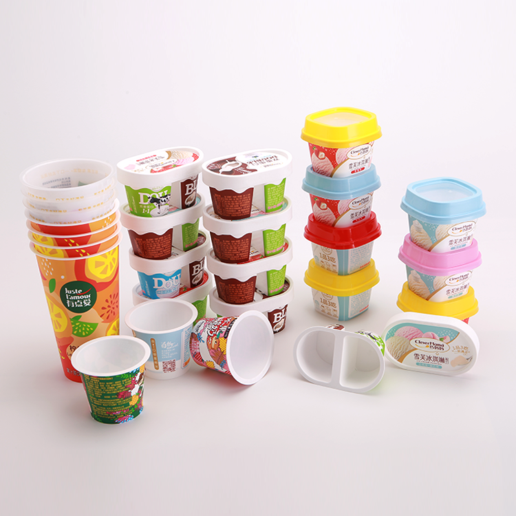 Pot De Yoghurt Empty With Lid Disposable PP Injection Plastic Cup Ice Cream Cups With Lids Yogurt Cup With Spoon