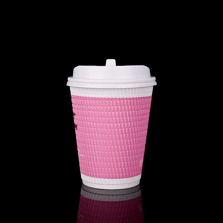 8oz 12oz 16oz Customized Design Paper Cups Disposable Printed Paper Single /double Wall Ripple Coffee Cups