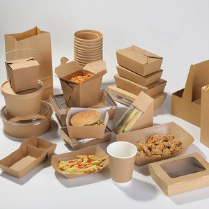 Paper Food Containers Disposable Boxes Food Packaging Containers Disposable Kraft Paper Food Box