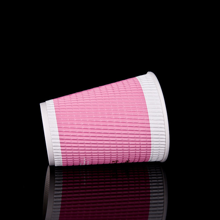 8oz 12oz 16oz Customized Design Paper Cups Disposable Printed Paper Single /double Wall Ripple Coffee Cups