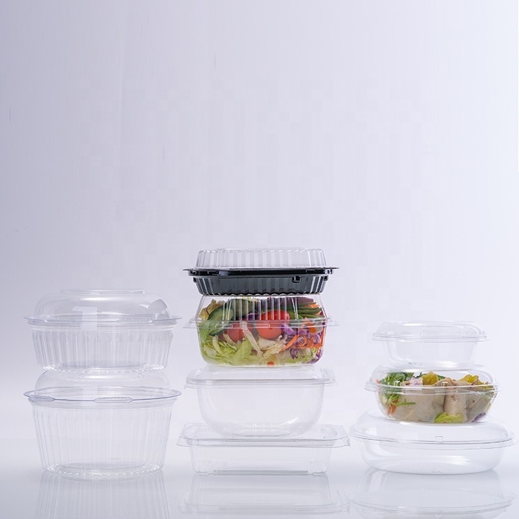 square pet salad bowl clear plastic box for salad acai bowl salad plastic container