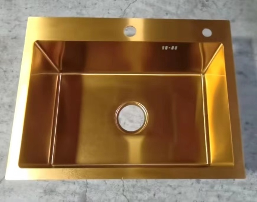 Simple and noble nano gold stainless steel kitchen sink above counter handmade sink for restaurant kitchens