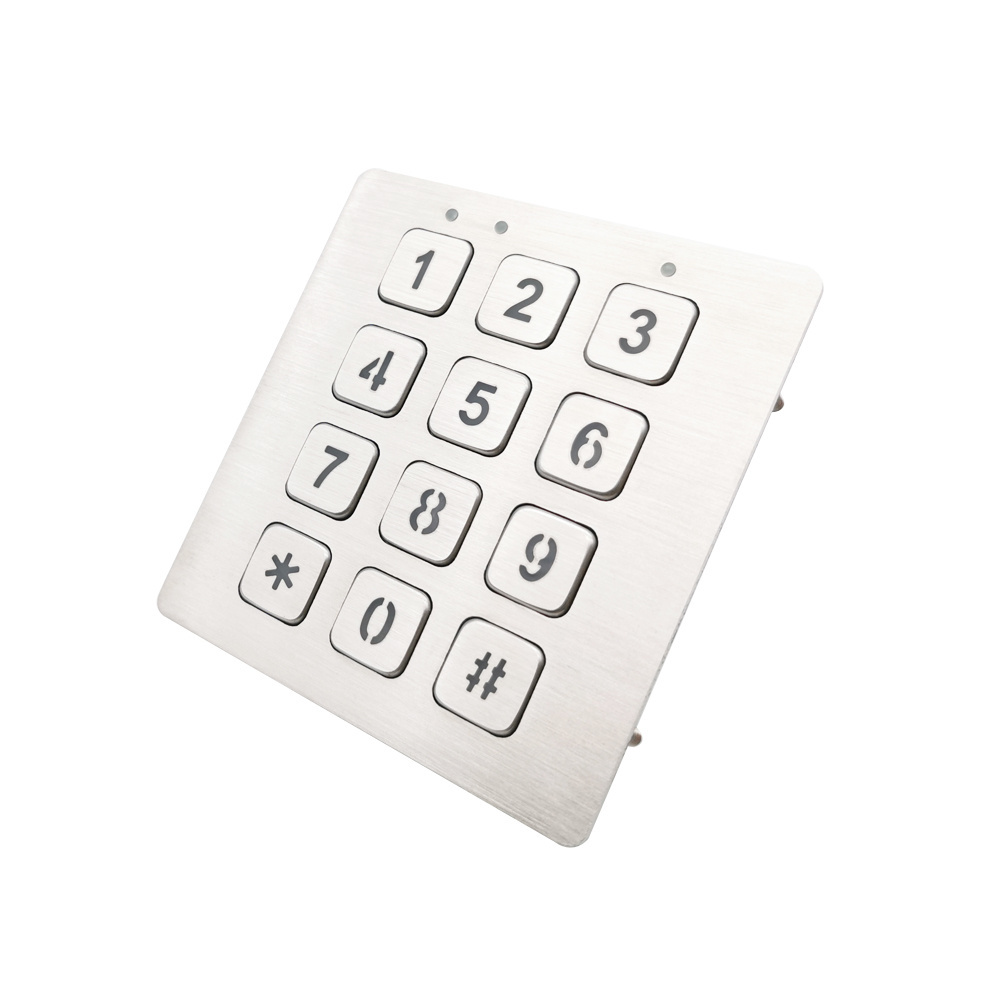 3X4 12 key LED backlight stainless waterproof matrix digital access control door metal keypad