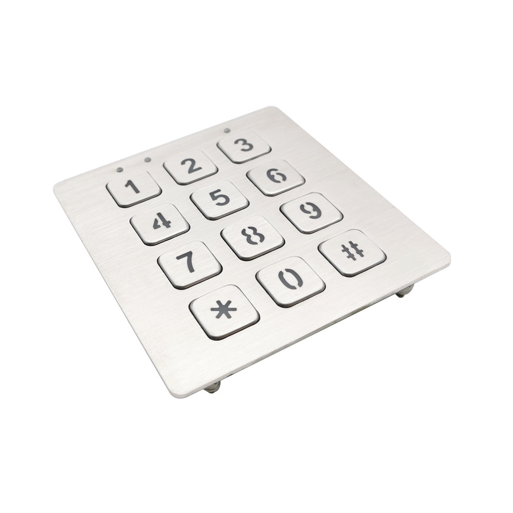 3X4 12 key LED backlight stainless waterproof matrix digital access control door metal keypad