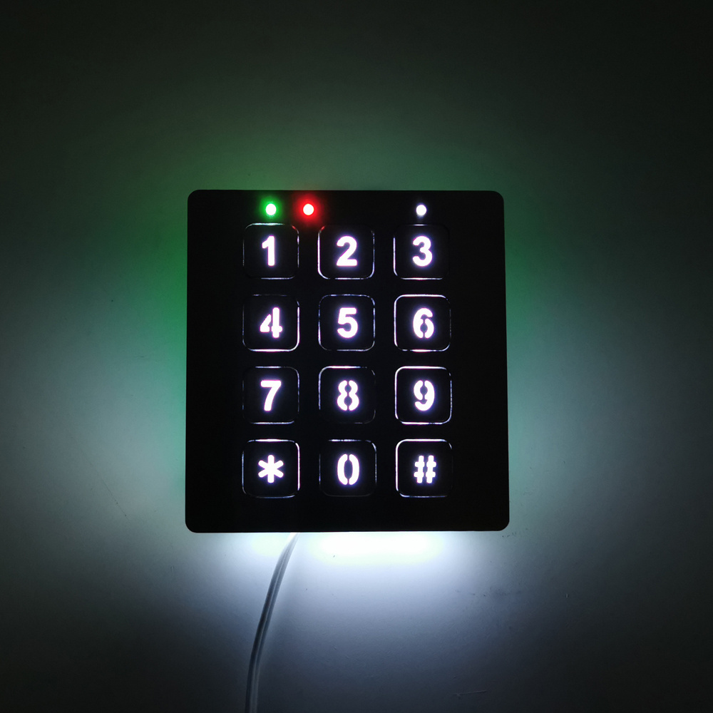 3X4 12 key LED backlight stainless waterproof matrix digital access control door metal keypad