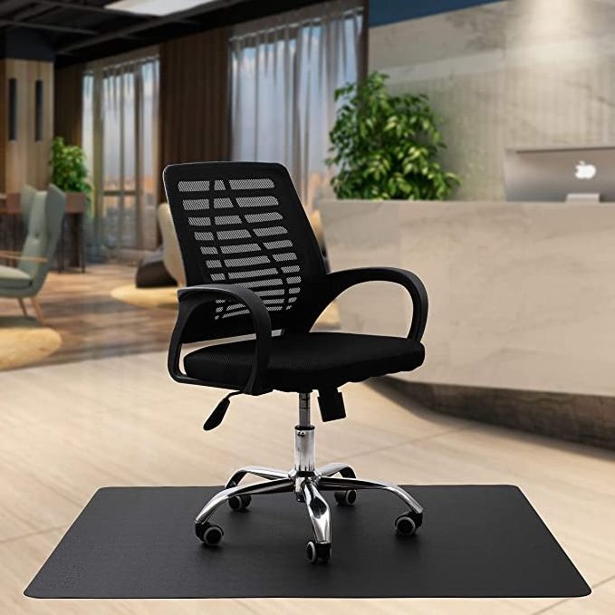 Eco-friendly Chair Black Mat Custom Carpet Anti-Slip Non-Toxic Plastic Protector Black Office Chair Mat for Hardwood Tile Floor