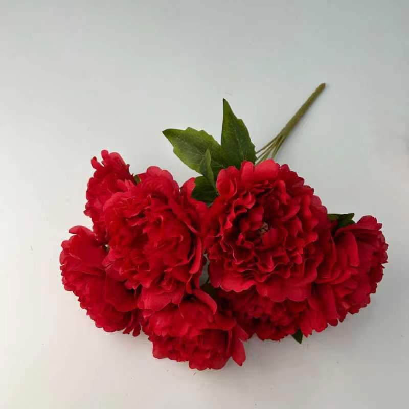 High end product artificial peonies Green Stem Silk Peony Bouquet for Valentine