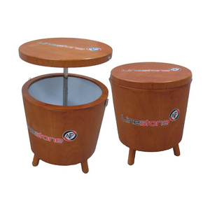 Garden wooden cooler box round barrel beer cooler,wooden ice bucket