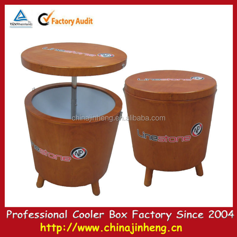 Garden wooden cooler box round barrel beer cooler,wooden ice bucket