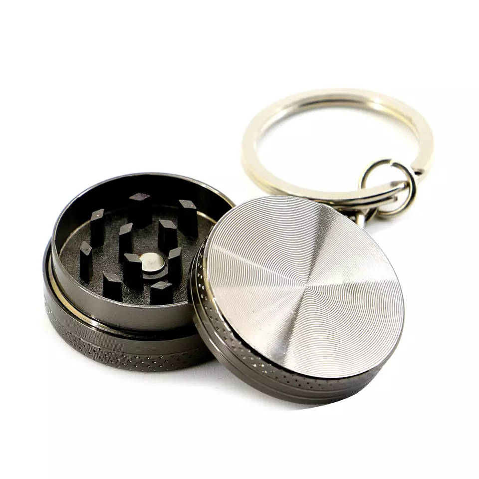 Custom logo 20mm 30mm 2 parts small sizes pocket portable rainbow keychain spice herb grinder