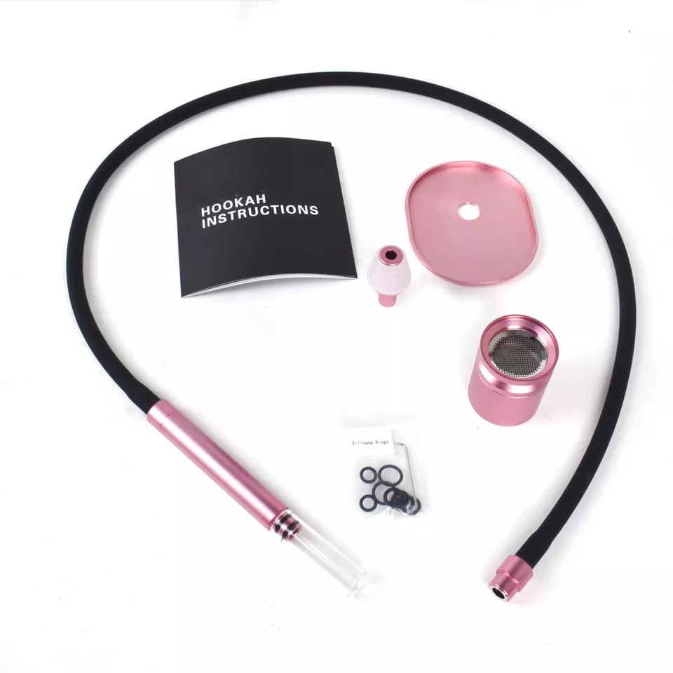 GIFT BOX popular custom logo hookah accessories pink gold rotation hookah with long single hose