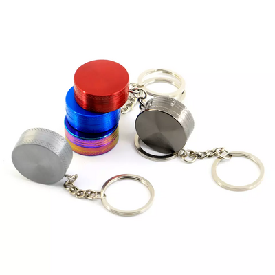 Custom logo 20mm 30mm 2 parts small sizes pocket portable rainbow keychain spice herb grinder