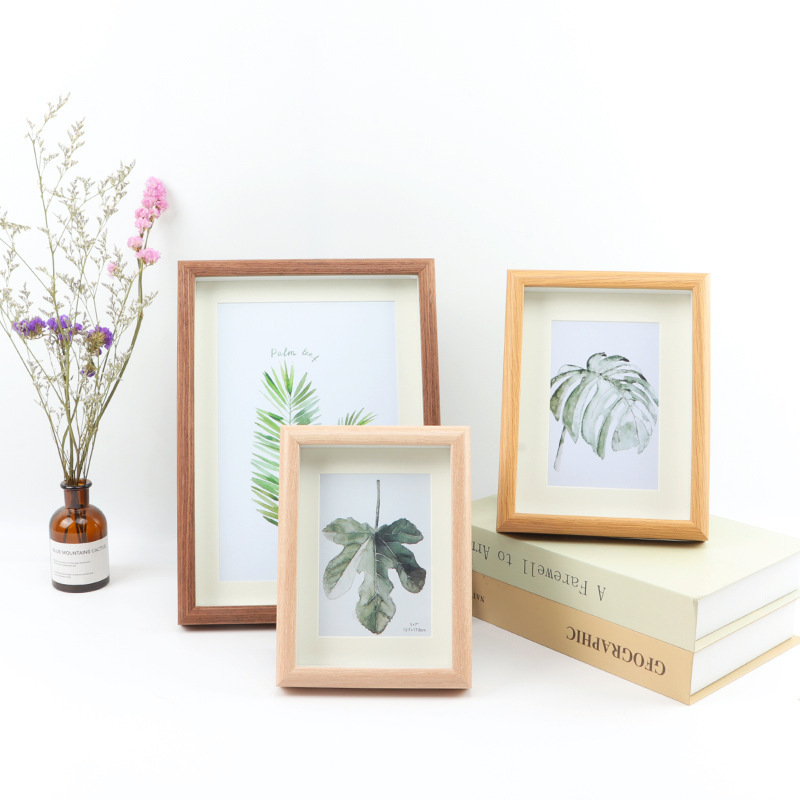 wholesale transparent double sided glass picture wall art wooden frame