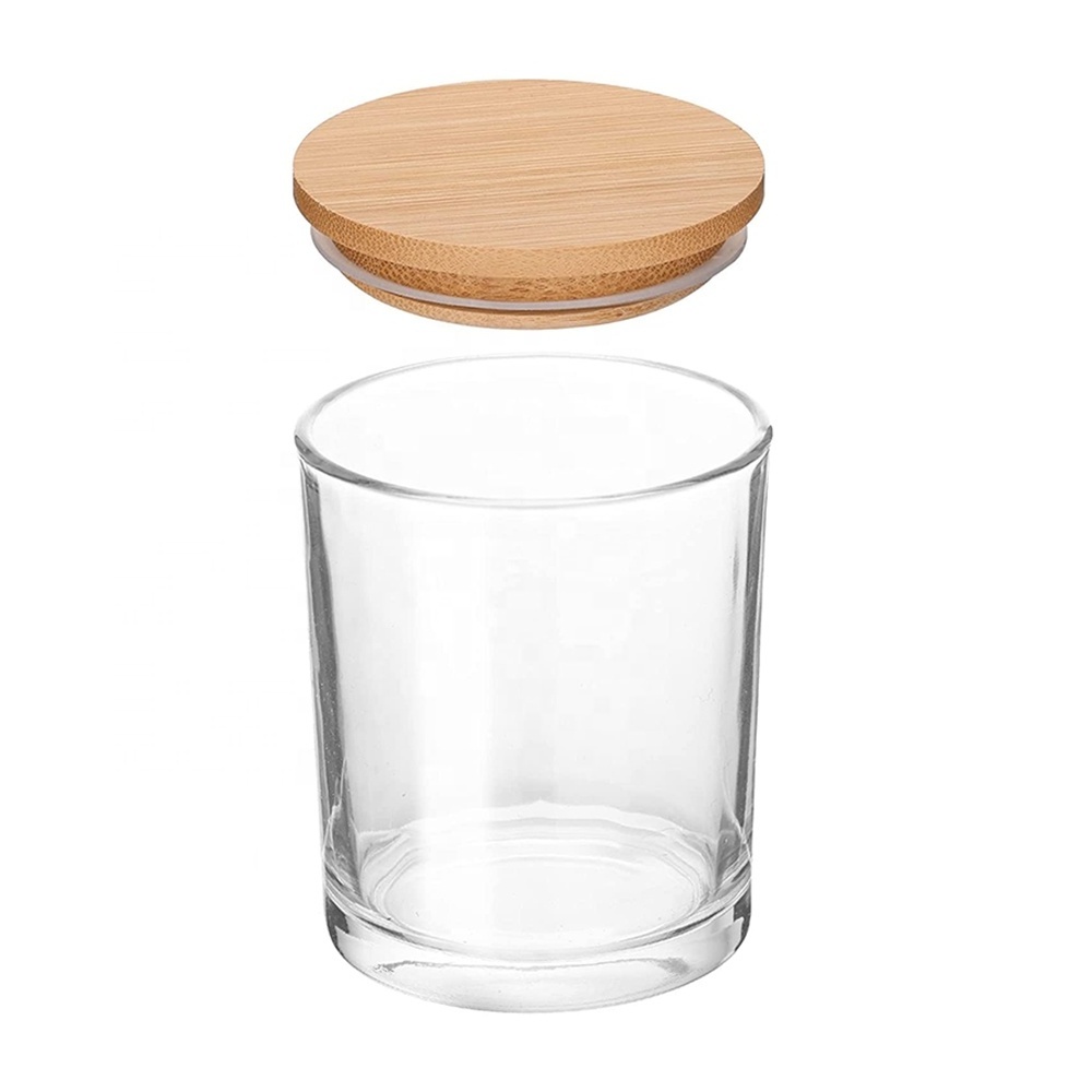 6oz 10oz High Quality Glass Storage Candle Jars For Candle Making Candle Container Storage Food With Bamboo Lids