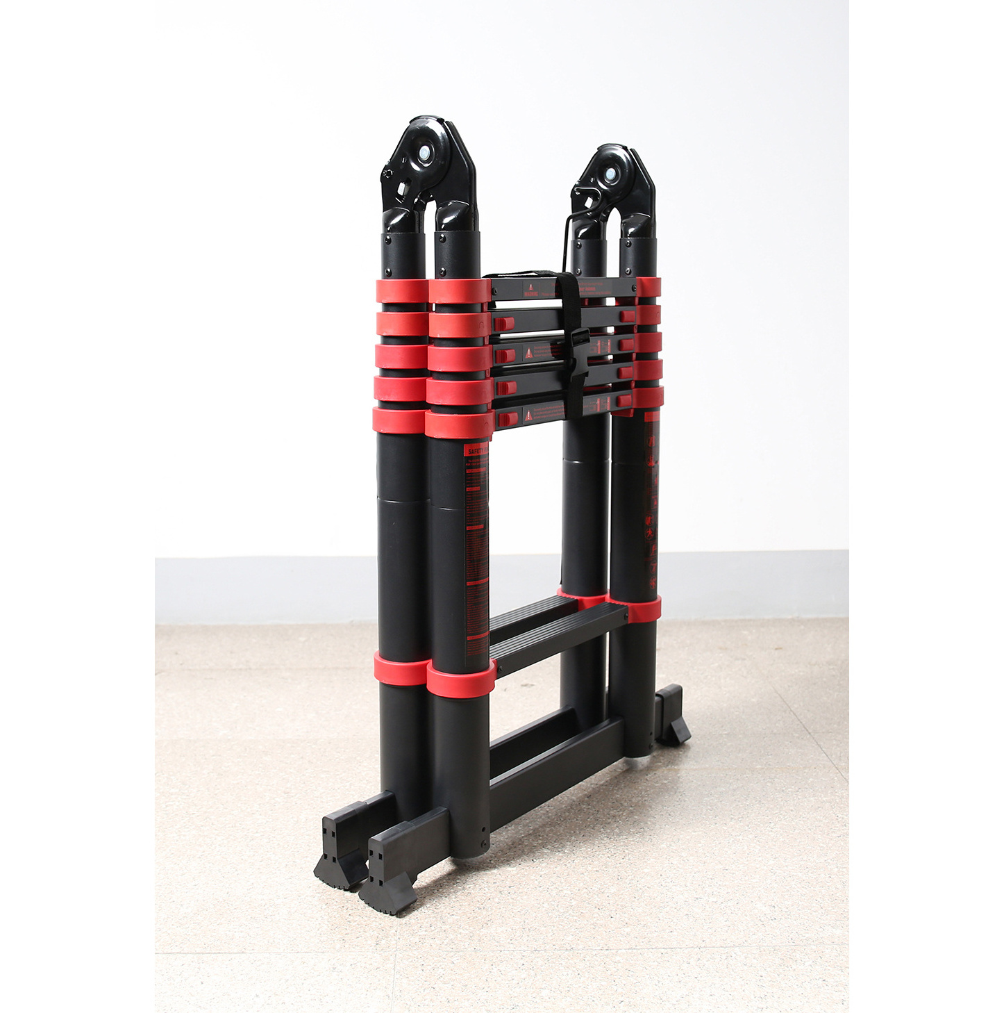 red color high 6063 aluminium material telescopic extension ladder