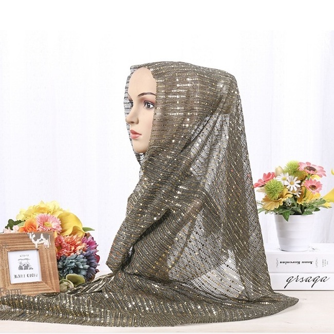 GEERDENG Wholesale Luxury Glitter Scarf Women Turban Telekung Bandana Hijab Scarfs for Muslim Ladies