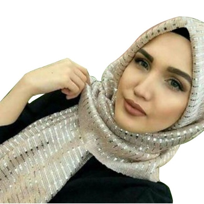 GEERDENG Wholesale Luxury Glitter Scarf Women Turban Telekung Bandana Hijab Scarfs for Muslim Ladies