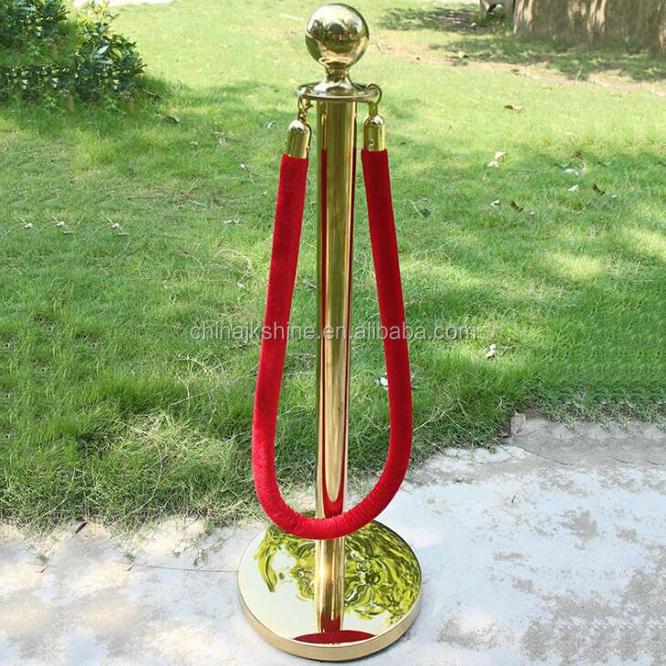 2017 Innovative Golden Rope Queue Line Bollard, Red Carpet Standing Pole, 1.5mtr Barrier Stanchion and Ropes for Frankfort