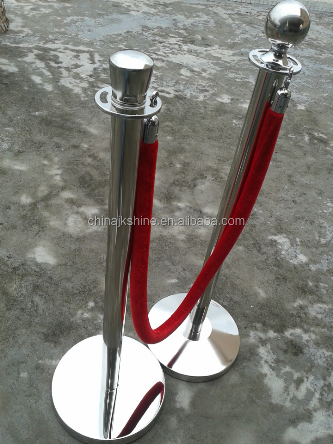 Steel Ball Post Pipe Railing Stand Red Carpet Crowd Control Rope Barrier Poles For Hotel