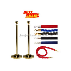 2017 Innovative Golden Rope Queue Line Bollard, Red Carpet Standing Pole, 1.5mtr Barrier Stanchion and Ropes for Frankfort