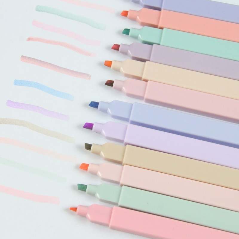 6pcs Pastel Cute Pastel Colors Macaron Morandi eye protection cartoon carrot highlighter pen