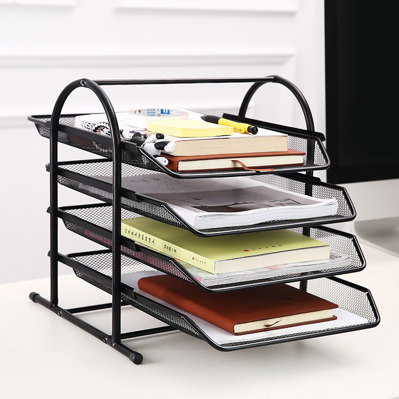 office  desk organizer 4-tier metal mesh document tray