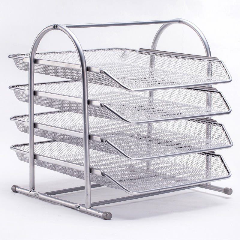 office  desk organizer 4-tier metal mesh document tray