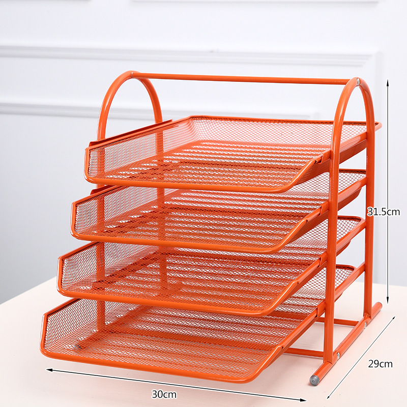 office  desk organizer 4-tier metal mesh document tray