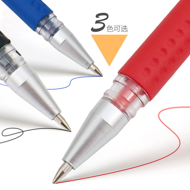 custom logo school cheap plastic transparent 0.5mm color blue black red gel pen