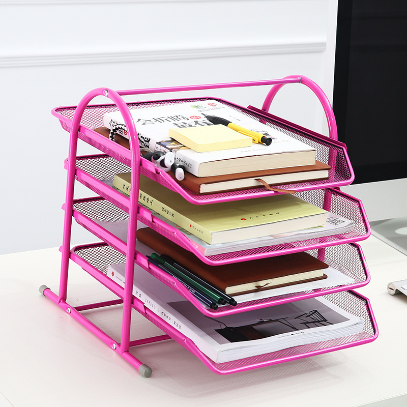 office  desk organizer 4-tier metal mesh document tray