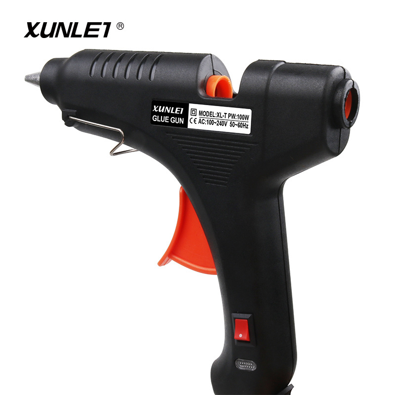 Ready to ship XUNLEI Customized Hot Melt Glue Gun DIY Crafts Tools 100W hot melt glue gun with Glue Sticks