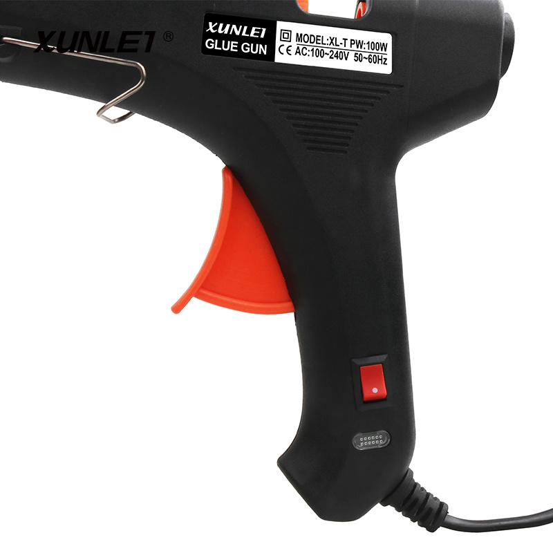 Ready to ship XUNLEI Customized Hot Melt Glue Gun DIY Crafts Tools 100W hot melt glue gun with Glue Sticks