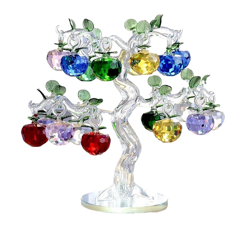 JY Wholesales cheap crystal apple tree for decor crystal apple craft