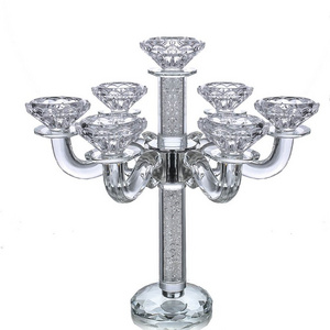 JY Home Wedding Decor 7 Light Crystal Candelabra Taper Candle Holder K9 Crystal With Circular Base Wedding Candelabra