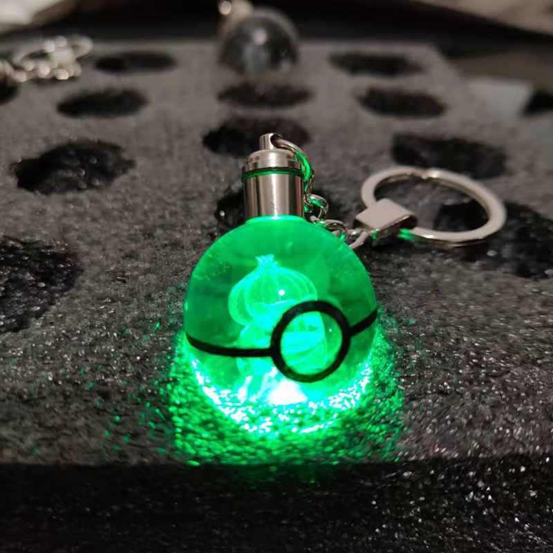 JY Supplier wholesale pokeball  birthday souvenir keychain custom led crystal keychains