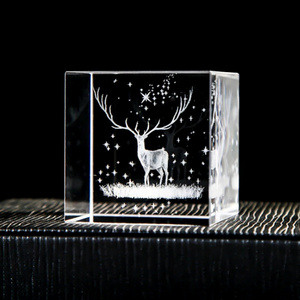 JY Low price  3d laser engraved Crystal Cube For Gifts classic pattern  clear k9 crystal glass cubes