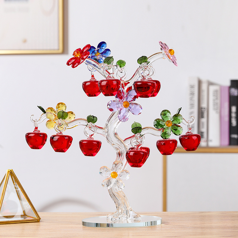 JY Wholesales cheap crystal apple tree for decor crystal apple craft