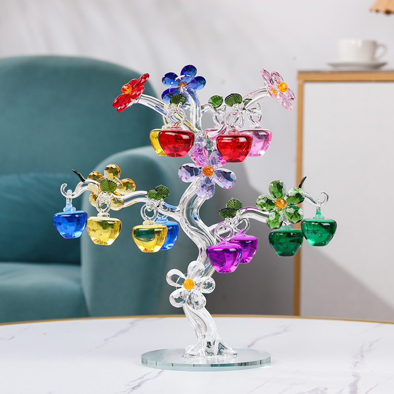 JY Wholesales cheap crystal apple tree for decor crystal apple craft