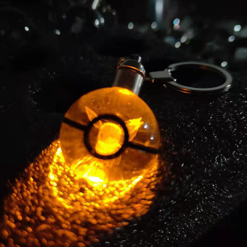 JY Supplier wholesale pokeball  birthday souvenir keychain custom led crystal keychains