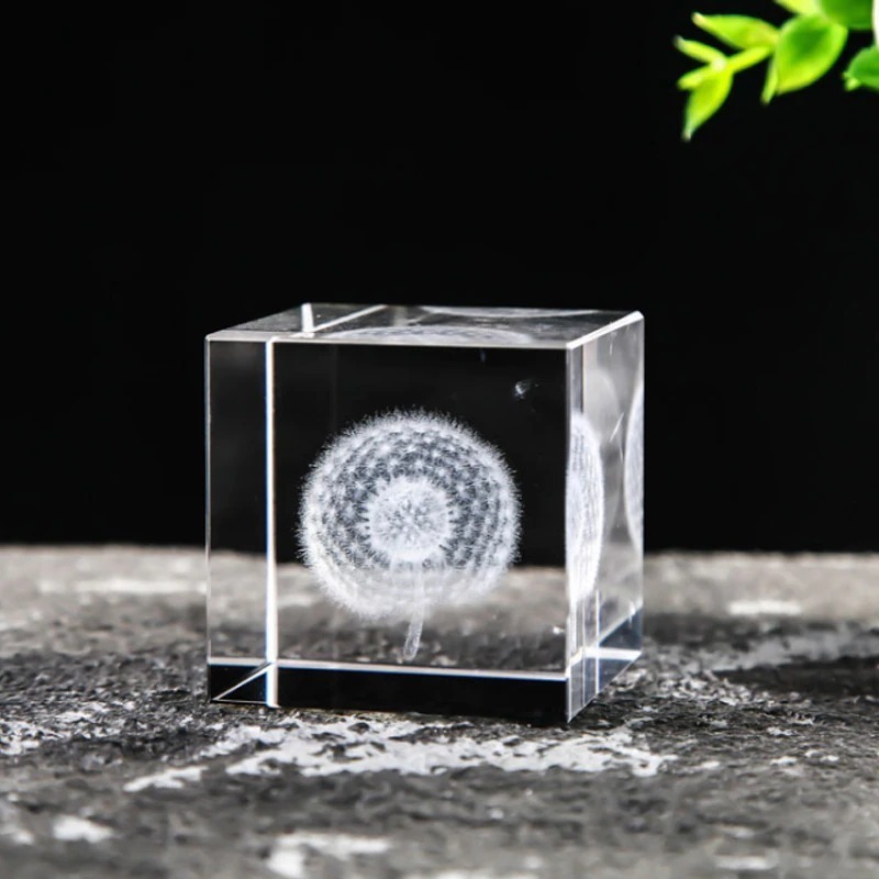 JY Low price  3d laser engraved Crystal Cube For Gifts classic pattern  clear k9 crystal glass cubes